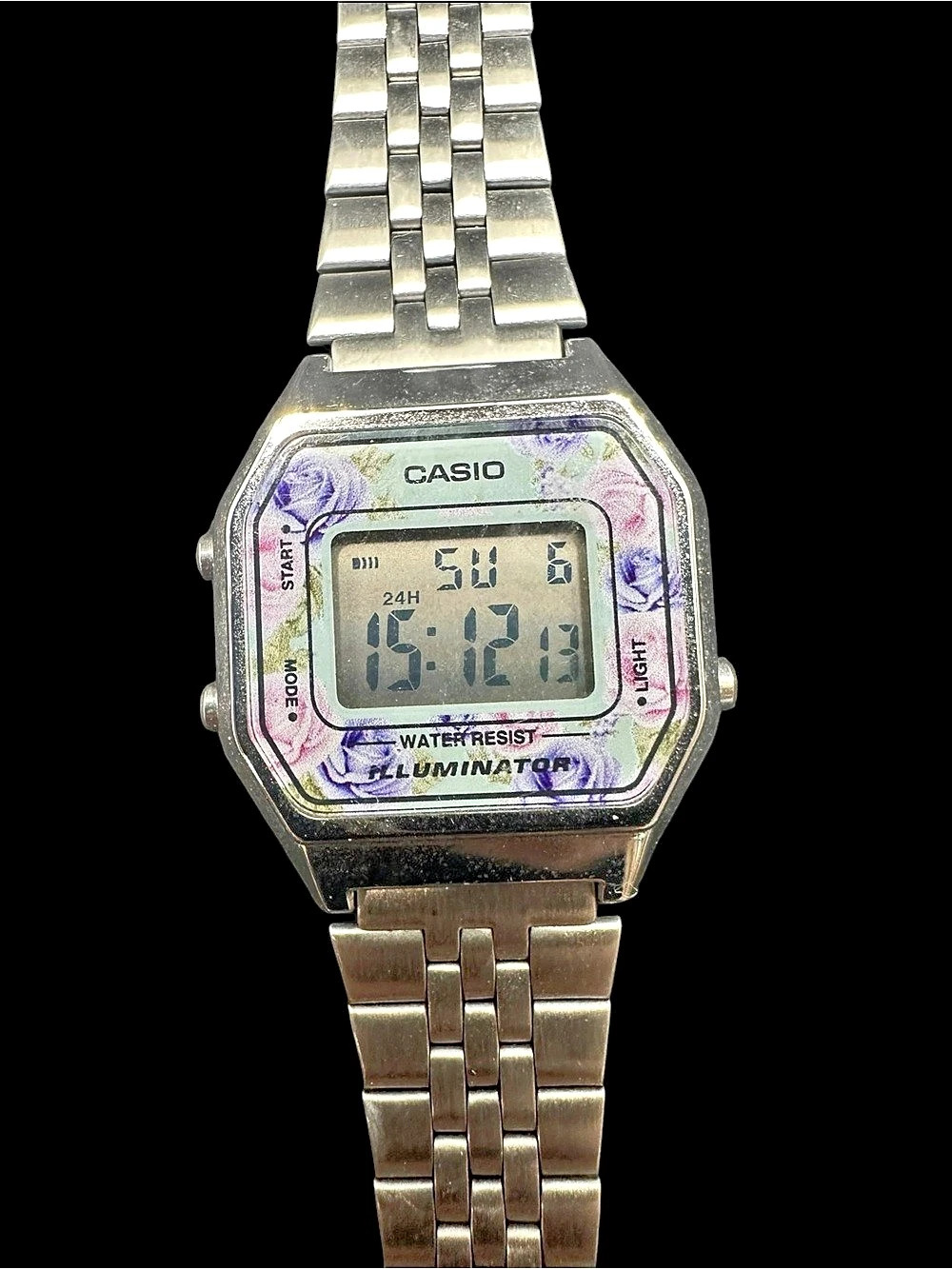 Casio Vintage Floral Digital Watch LA680WA-4C Silver